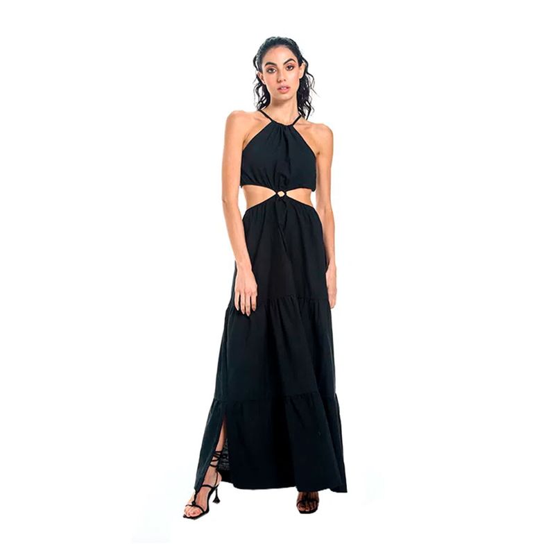 MERCEDES CAMPUZANO - Vestido Largo Dalia Mercedes Campuzano de Mujer Negro