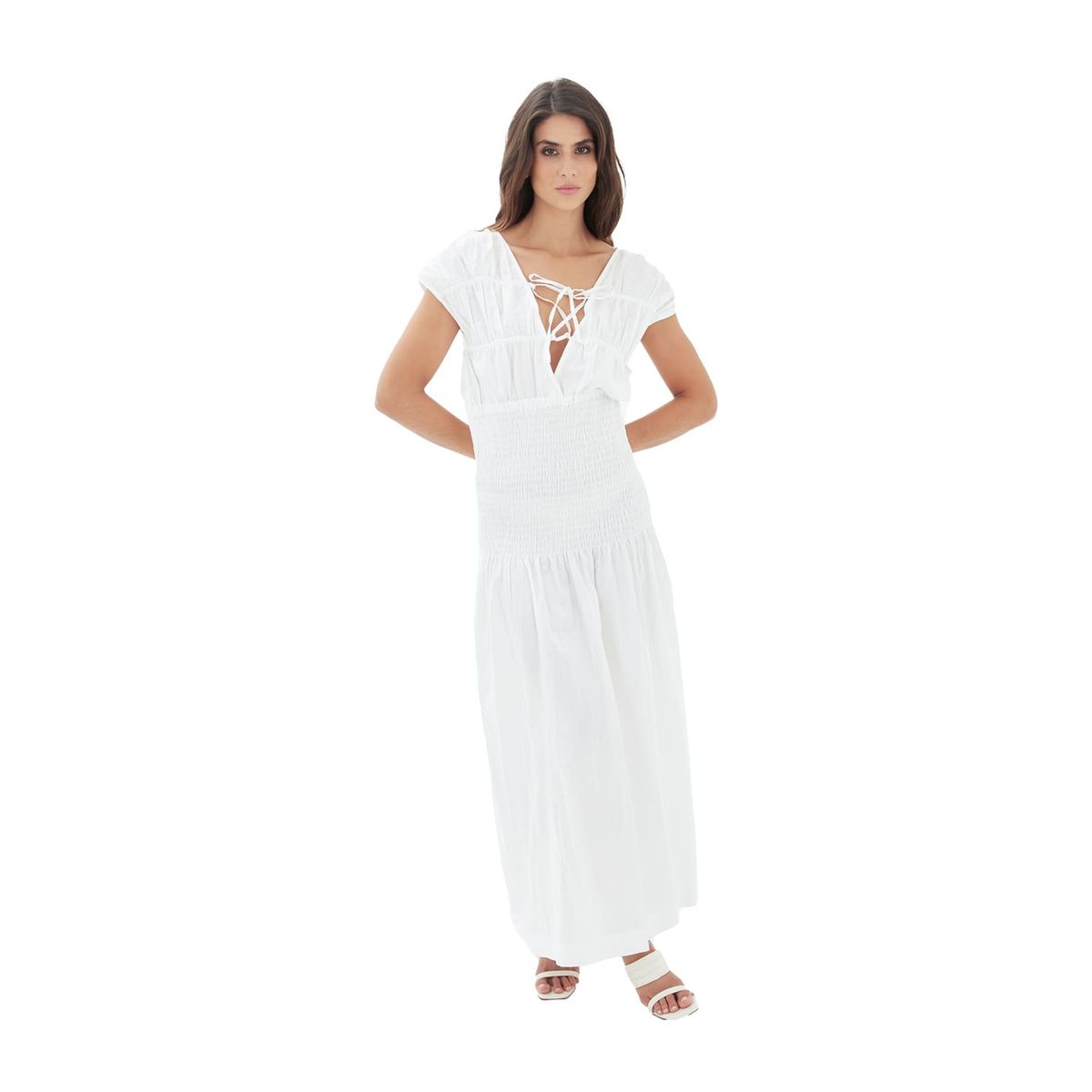 MERCEDES CAMPUZANO - Vestido Largo Carlota Marfil