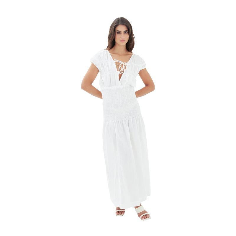 MERCEDES CAMPUZANO - Vestido Largo Carlota Mercedes Campuzano de Mujer Marfil