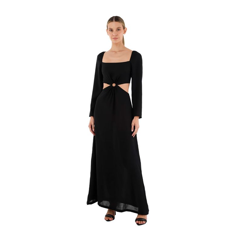 MERCEDES CAMPUZANO - Vestido Largo Aura Mercedes Campuzano de Mujer Negro