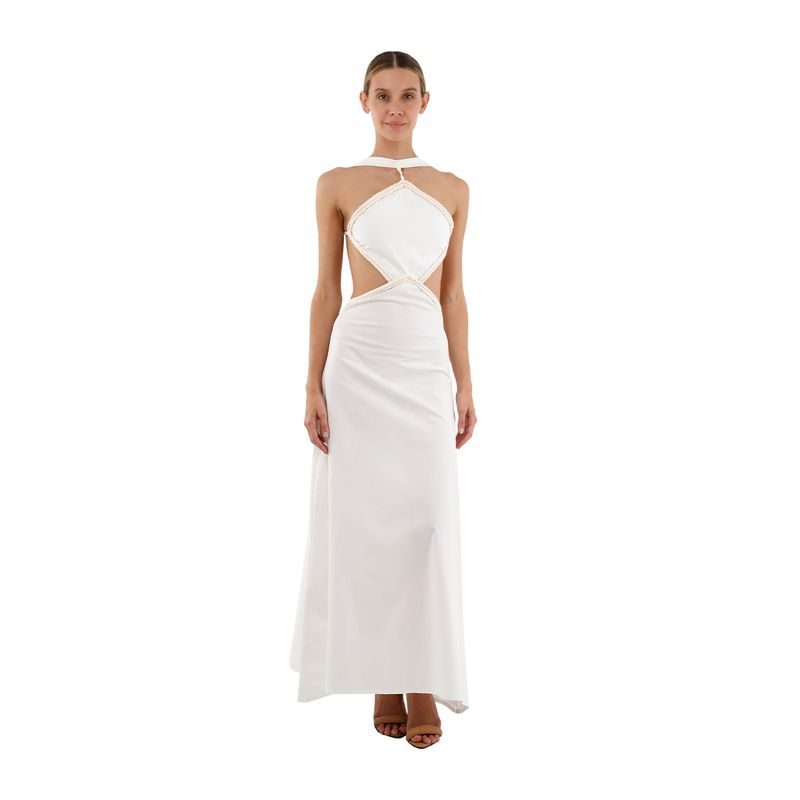 MERCEDES CAMPUZANO - Vestido Largo Lorde Mercedes Campuzano de Mujer Marfil