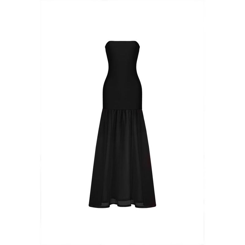 MERCEDES CAMPUZANO - Vestido Largo Lunette Mercedes Campuzano de Mujer Negro