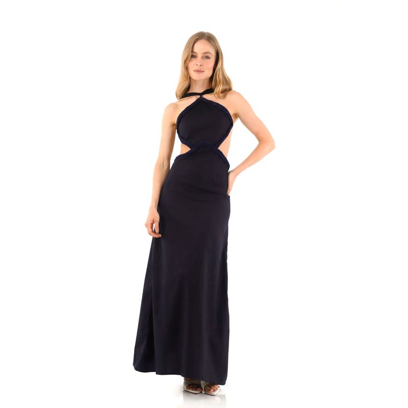 MERCEDES CAMPUZANO - Vestido Largo Lorde Mercedes Campuzano de Mujer AzulOsc