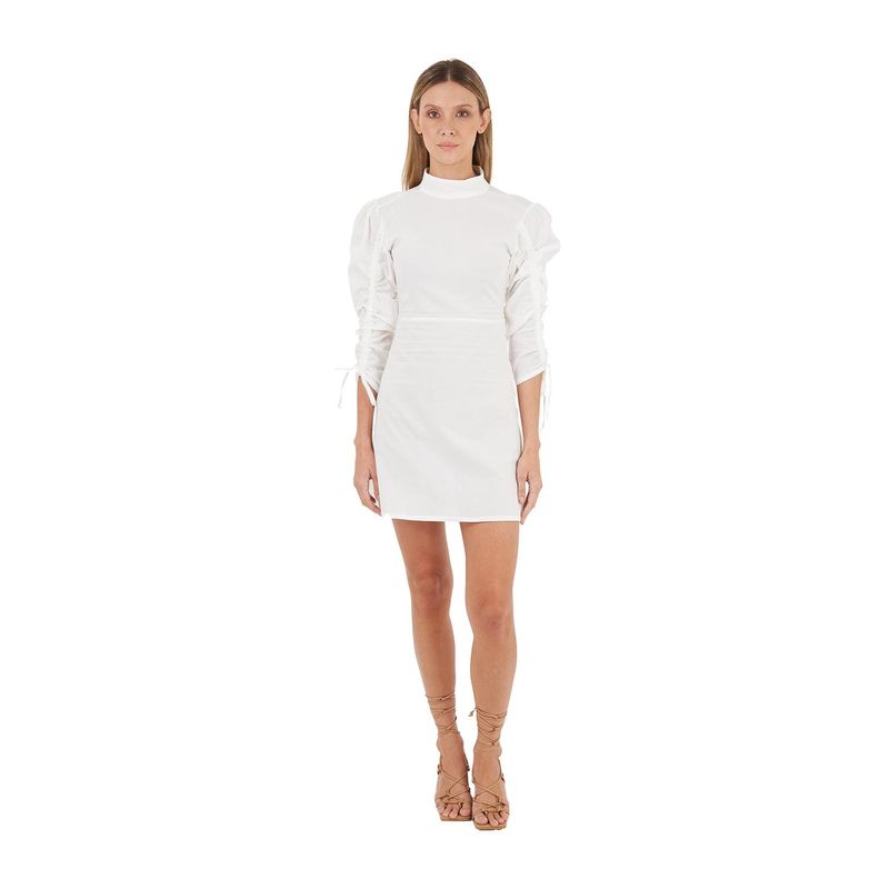 MERCEDES CAMPUZANO - Vestido Corto Talia Mercedes Campuzano de Mujer Marfil