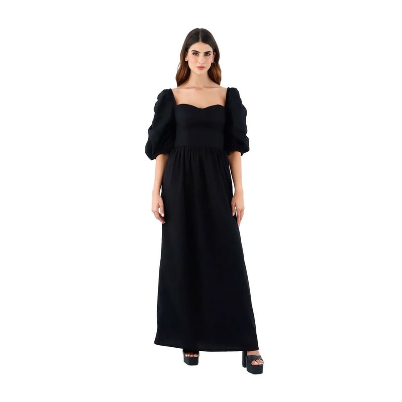 MERCEDES CAMPUZANO - Vestido Largo Vivien Mercedes Campuzano de Mujer - Negro