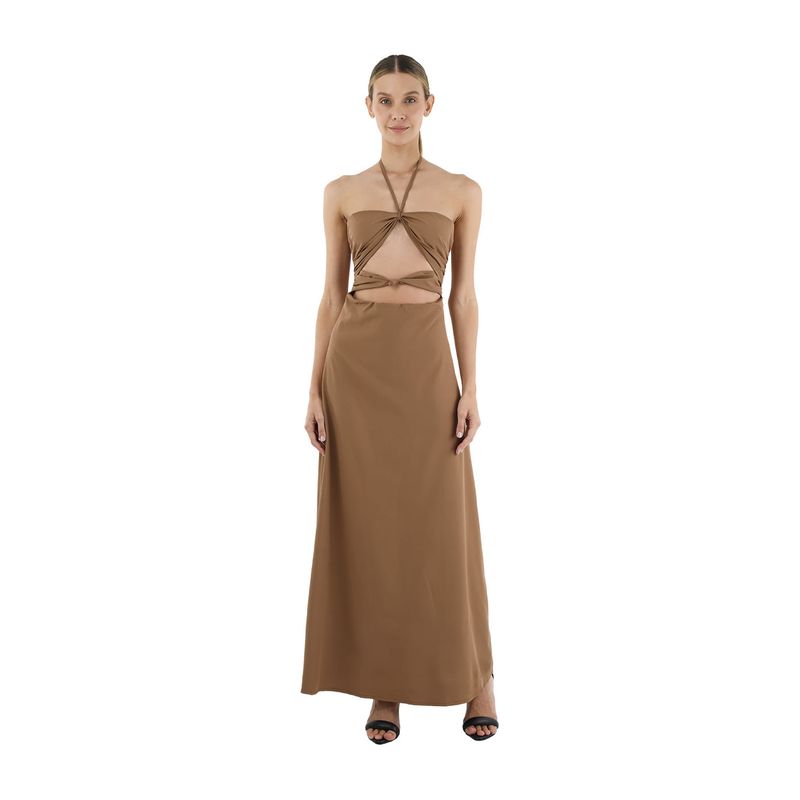 MERCEDES CAMPUZANO - Vestido Largo Delphine Mercedes Campuzano de Mujer Toupe