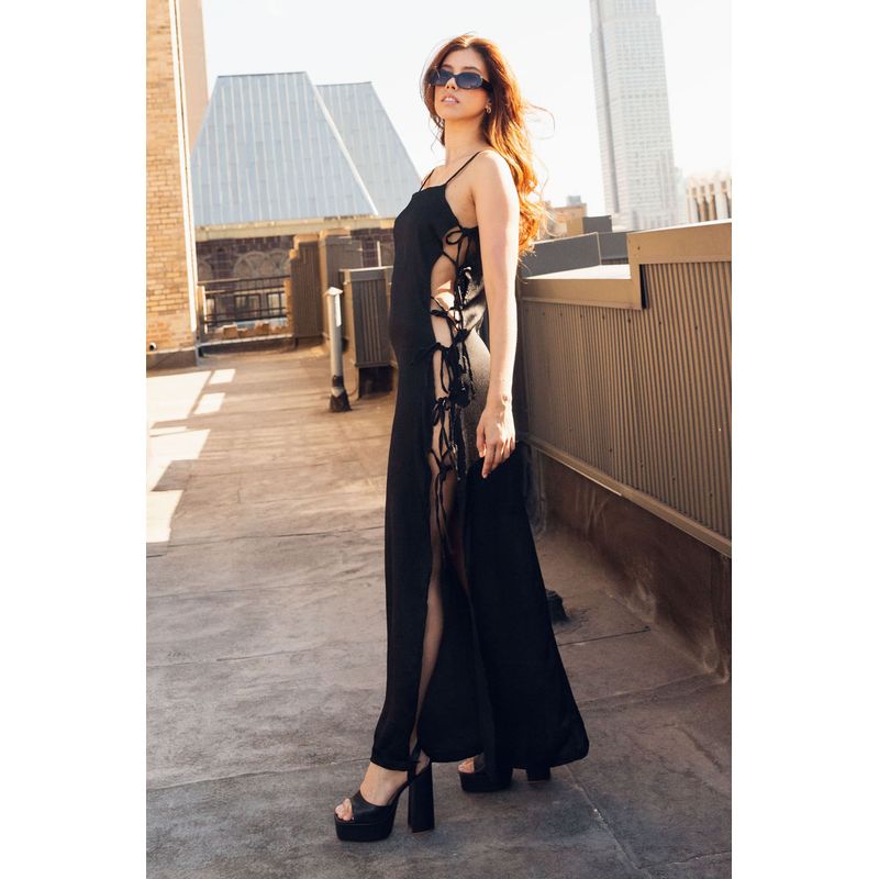 MERCEDES CAMPUZANO - Vestido Largo Sky Mercedes Campuzano de Mujer Negro