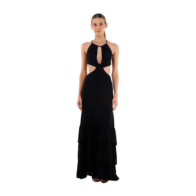 MERCEDES CAMPUZANO - Vestido Largo Rue Mercedes Campuzano de Mujer Negro