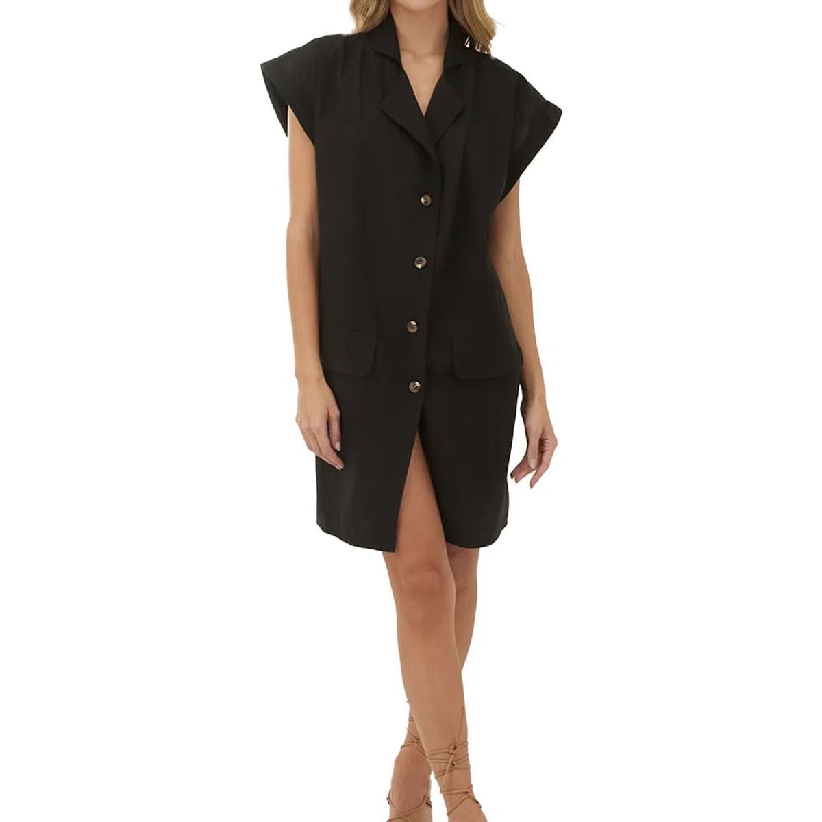 MERCEDES CAMPUZANO - Vestido Corto Lotus Negro