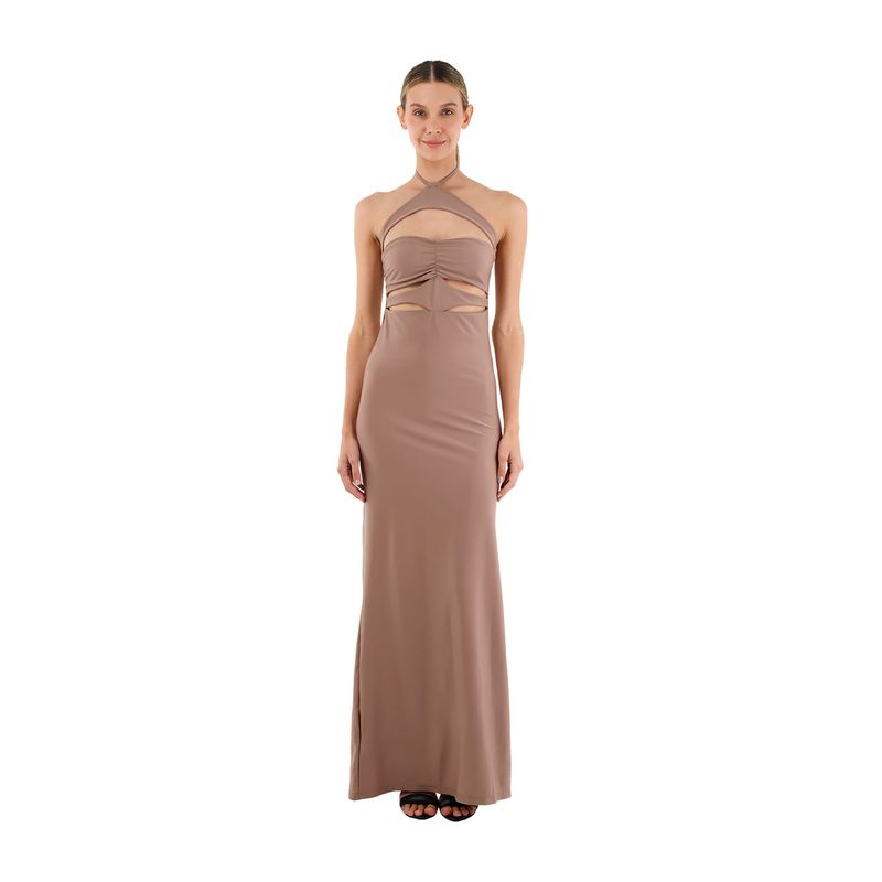MERCEDES CAMPUZANO - Vestido Largo Arabella Mercedes Campuzano de Mujer Toupe