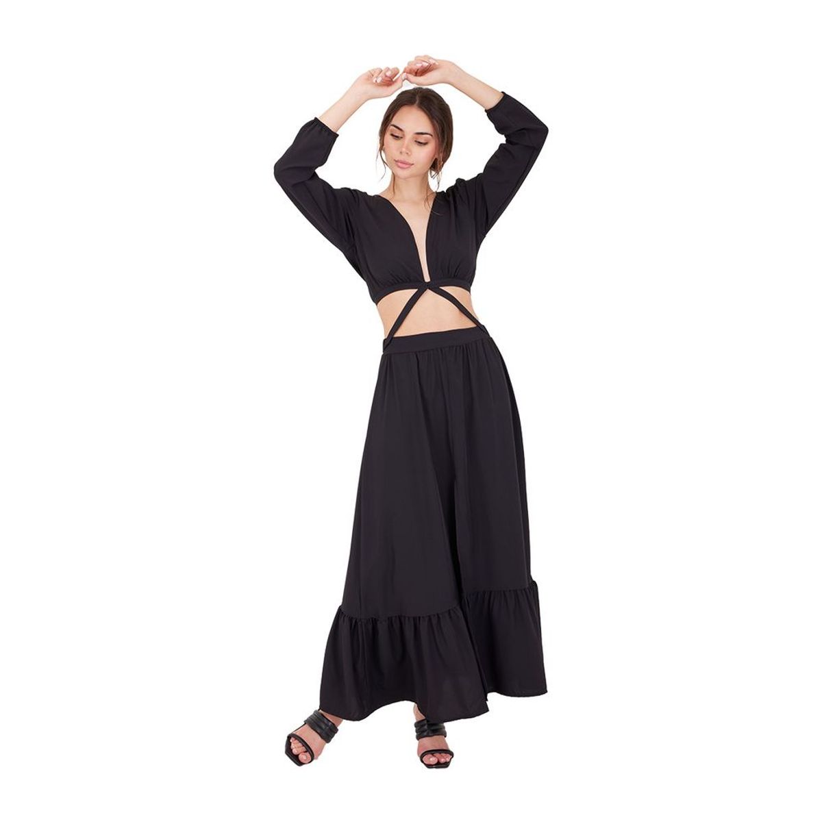 MERCEDES CAMPUZANO - Vestido Largo Reverie Mercedes Campuzano de Mujer Negro