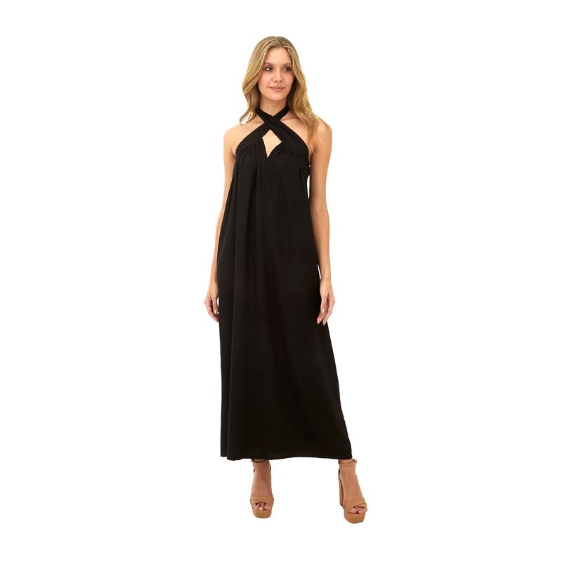 MERCEDES CAMPUZANO - Vestido Largo Solei Mercedes Campuzano de Mujer Negro