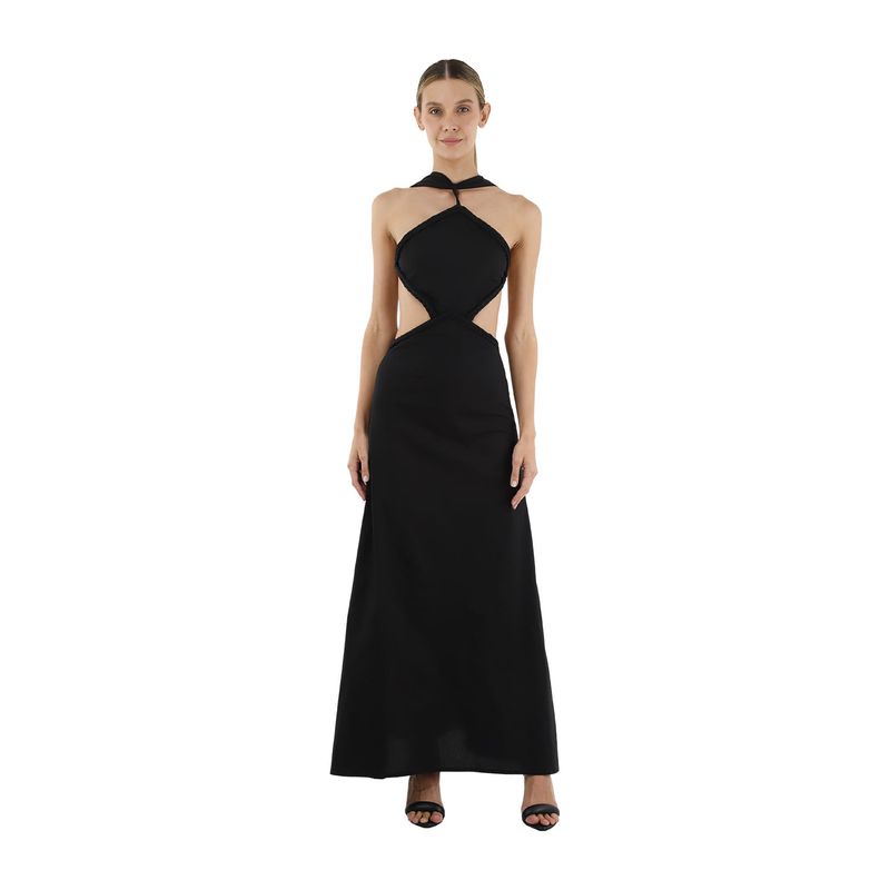 MERCEDES CAMPUZANO - Vestido Largo Lorde Mercedes Campuzano de Mujer Negro