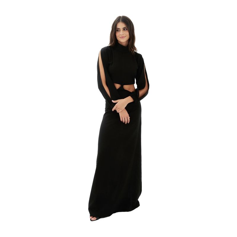 MERCEDES CAMPUZANO - Vestido Largo Belle Mercedes Campuzano de Mujer Negro