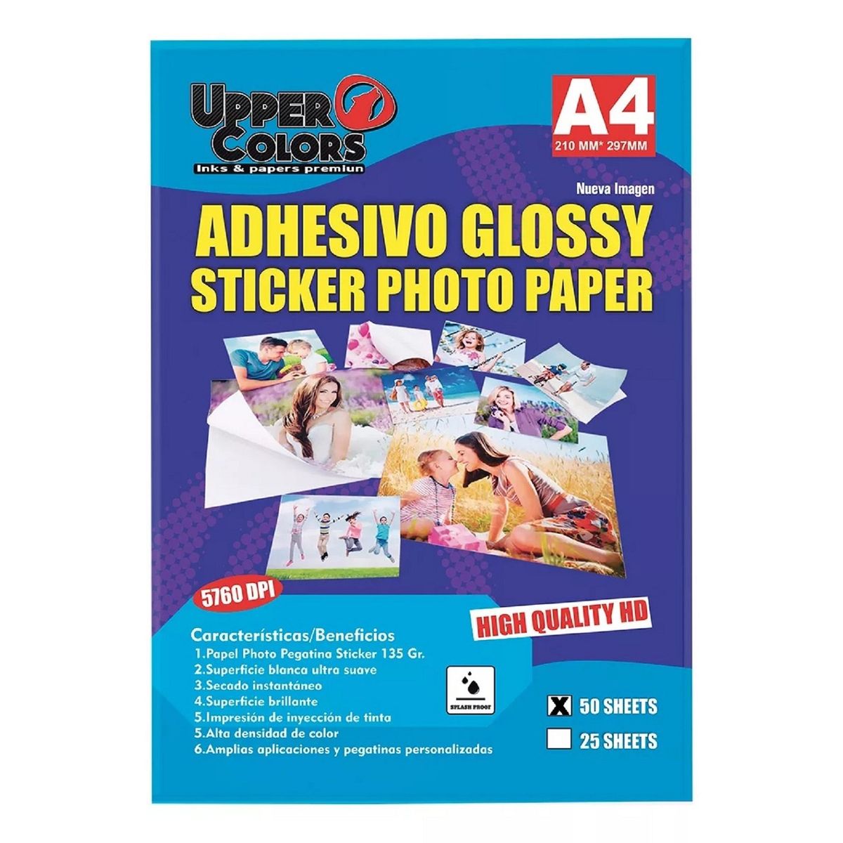 GENERICO - Papel Fotográfico Adhesivo x 50 Hojas