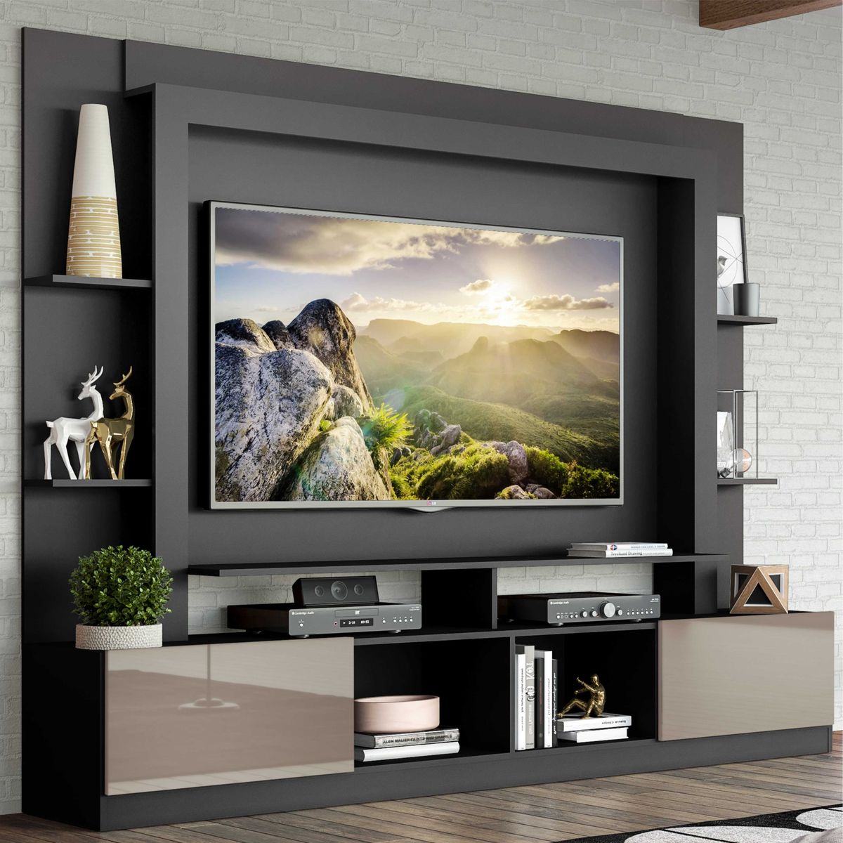 GENERICO - Centro de entretenimiento moderno para TV hasta 65” con repisas