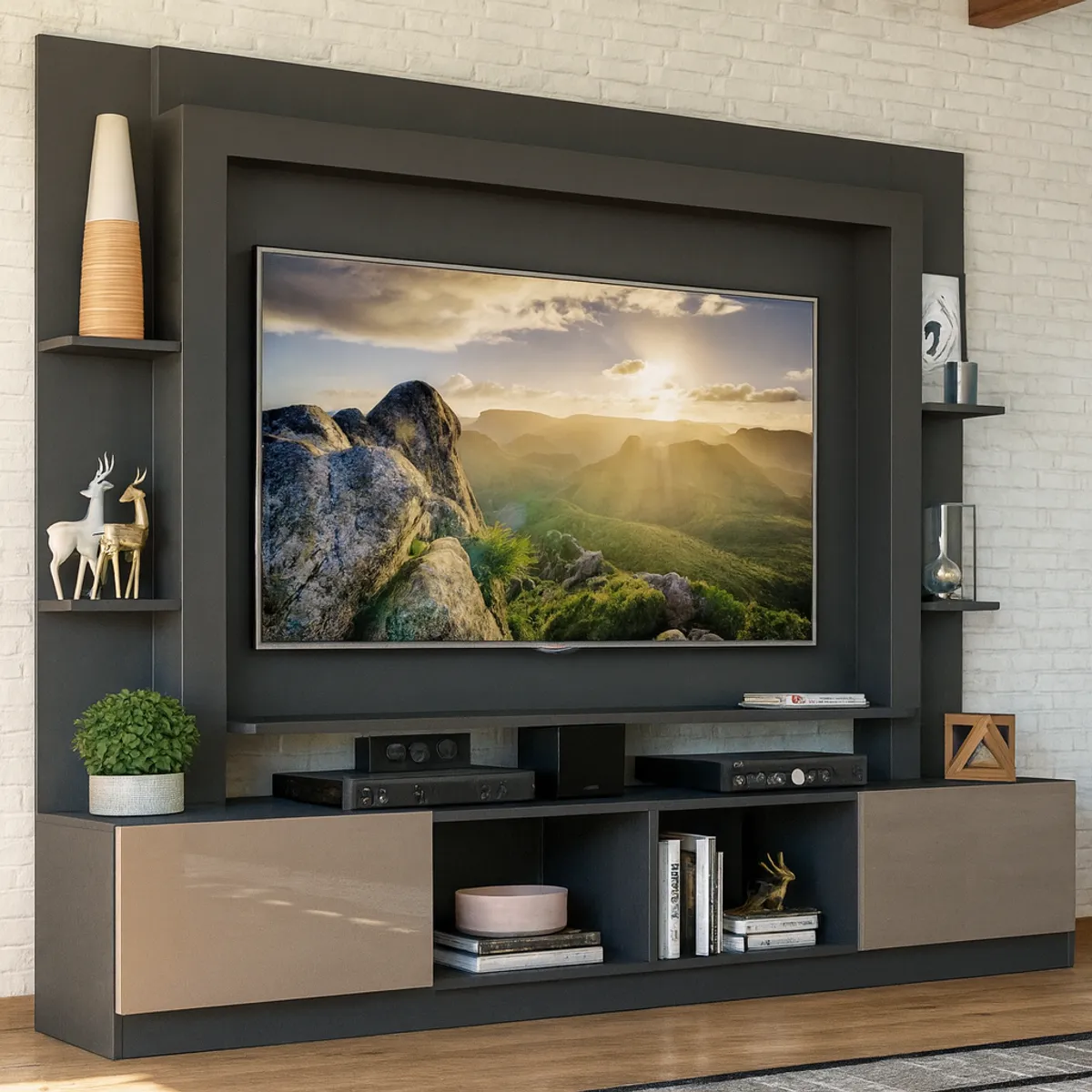 GENERICO - Centro de entretenimiento moderno para TV hasta 65” con repisas