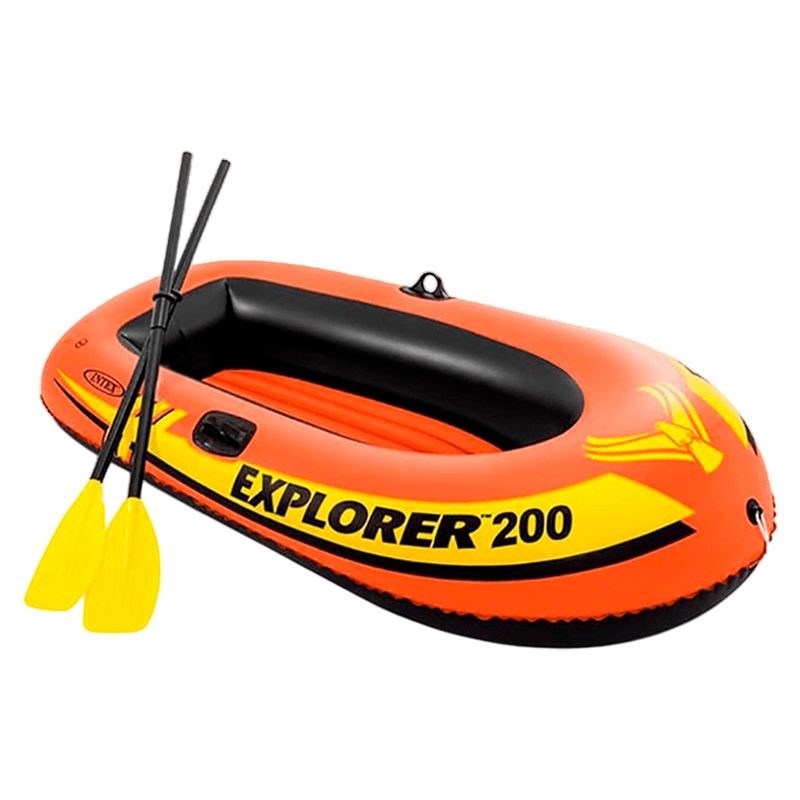 INTEX - Bote Lancha Inflable 2 Personas Inflador + Remo Explorer 200