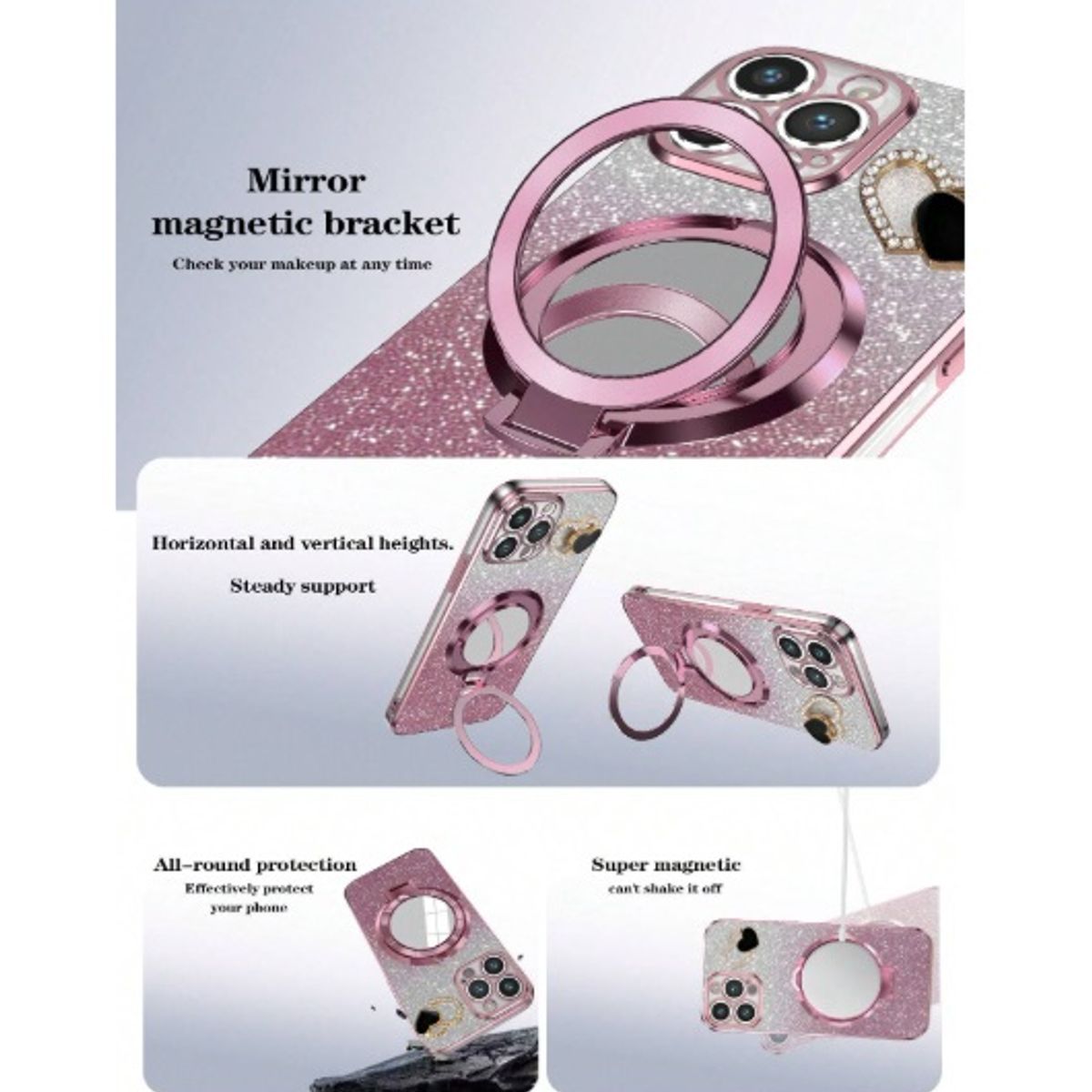 GENERICO - Funda Para Celular De Mujer Con Espejo Y Soporte Redmi note 13C 4g