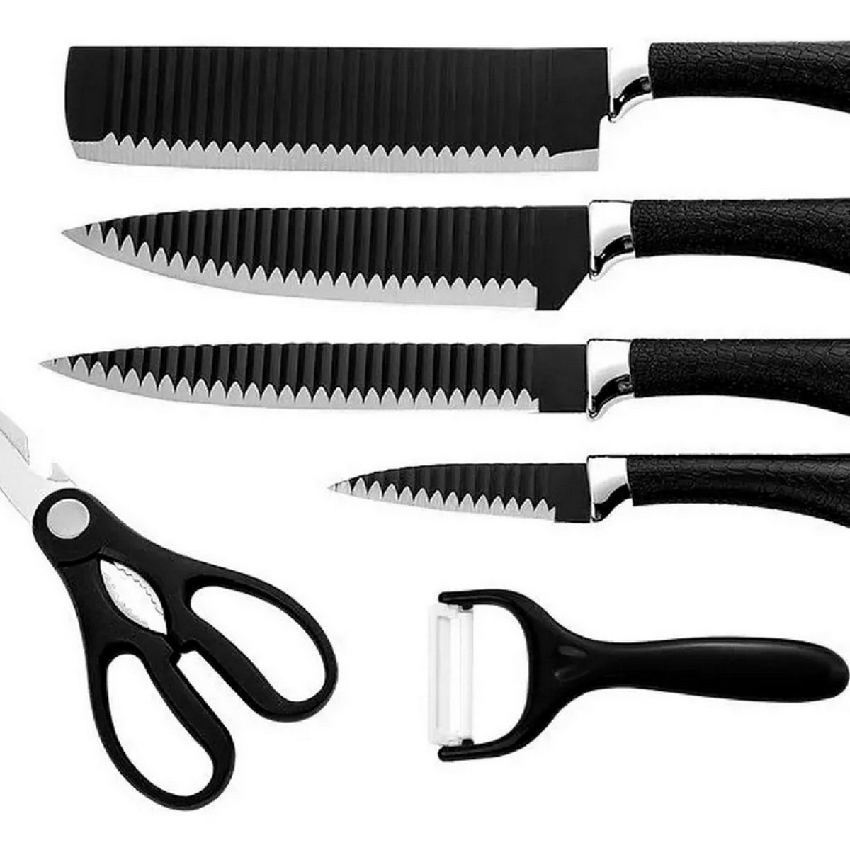 DAYOSHOP - Set Cuchillos Acero Inoxidable Premium Cocina Pelador Tijera