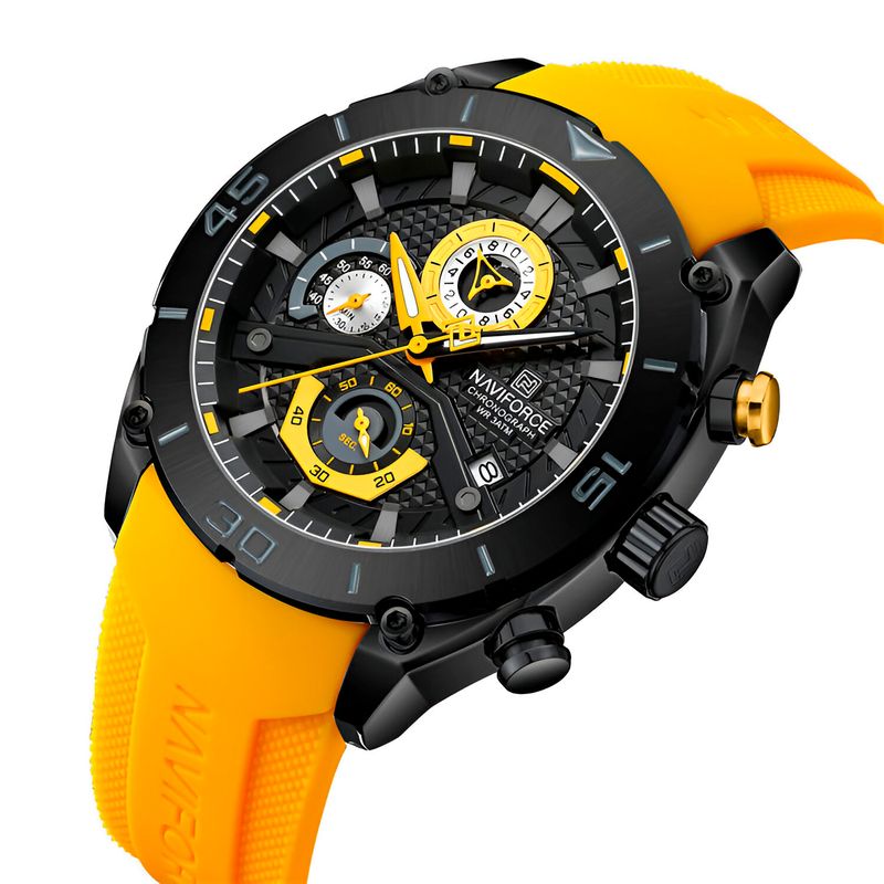 NAVIFORCE - Reloj Naviforce Casual Nf8038 Crono Hombre Goma + Estuche