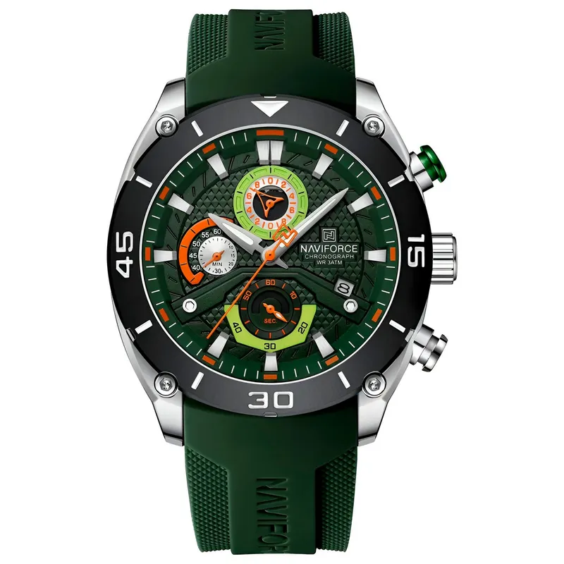 NAVIFORCE - Reloj Naviforce Casual Nf8038 Crono Hombre Goma + Estuche