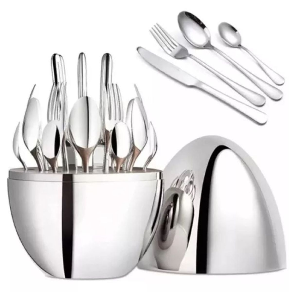 ZHOPI CO - Juego De Cubiertos 24pcs Acero Inoxidable Estuche Plateado