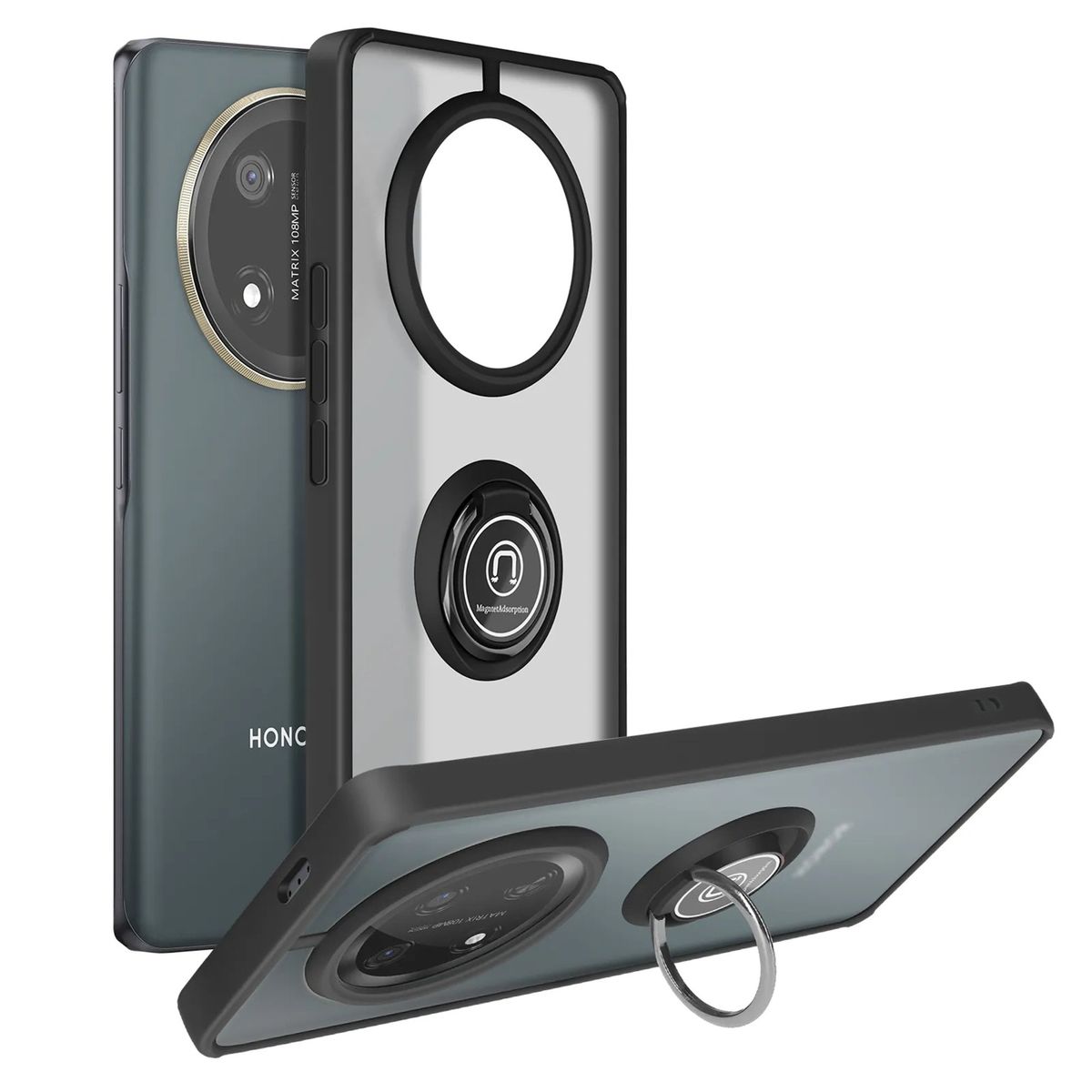 GENERICO - Funda Estuche Mate Con Anillo Compatible Con Honor Magic 7 Lite Negro