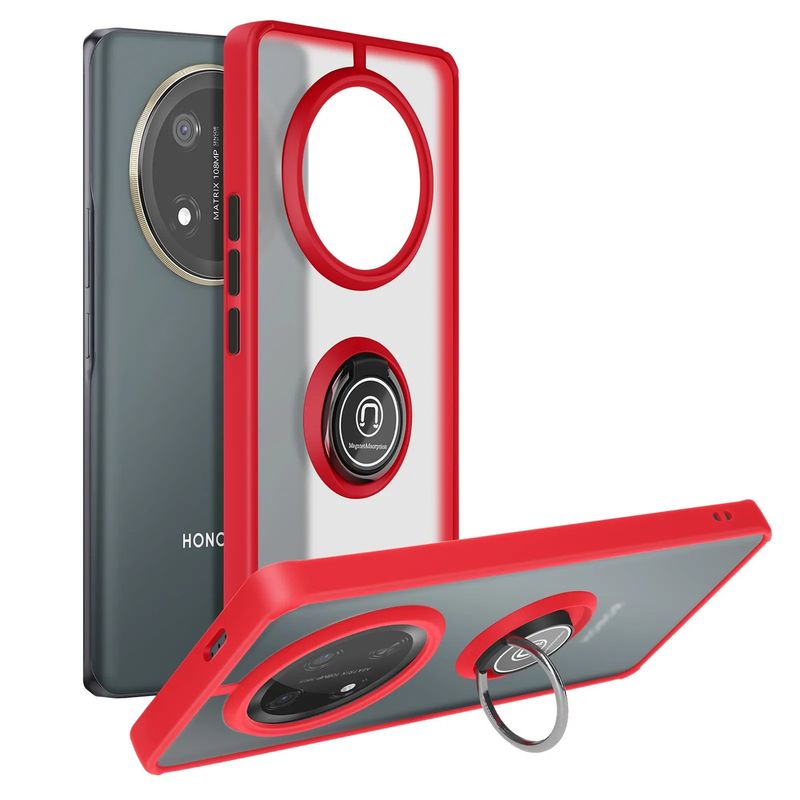 GENERICO - Funda Estuche Mate Con Anillo Compatible Con Honor Magic 7 Lite Rojo