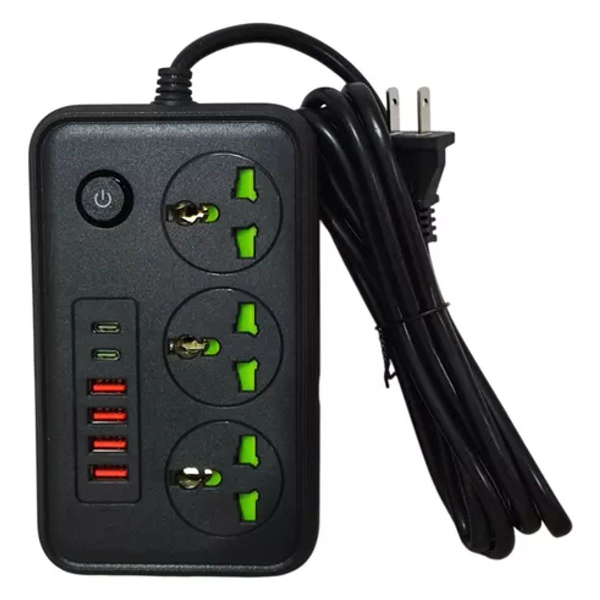 GENERICO - Multitoma Extensión X3 Enchufes Puertos Usb Tipo-c Portátil