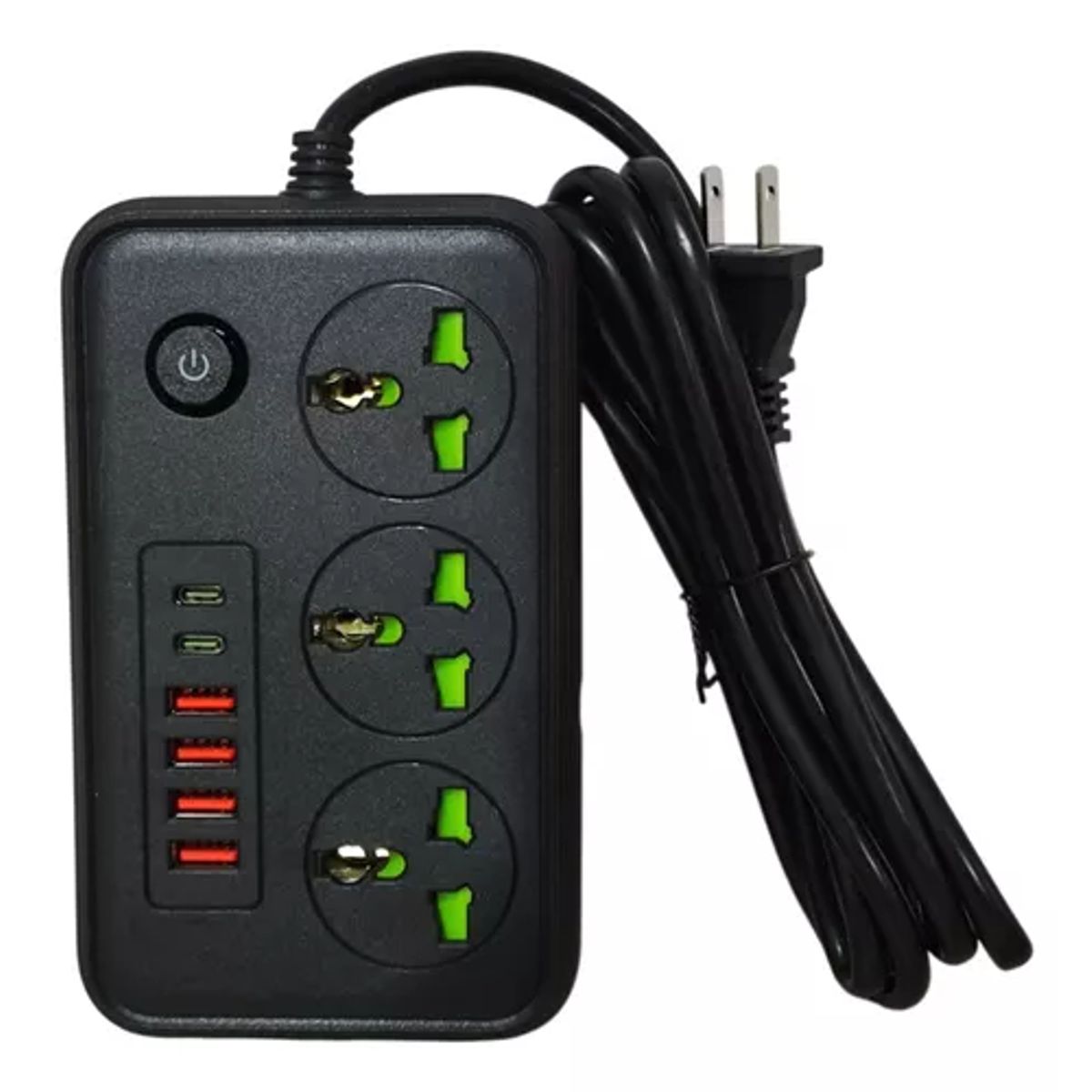 GENERICO - Multitoma Extensión X3 Enchufes Puertos Usb Tipo-c Portátil