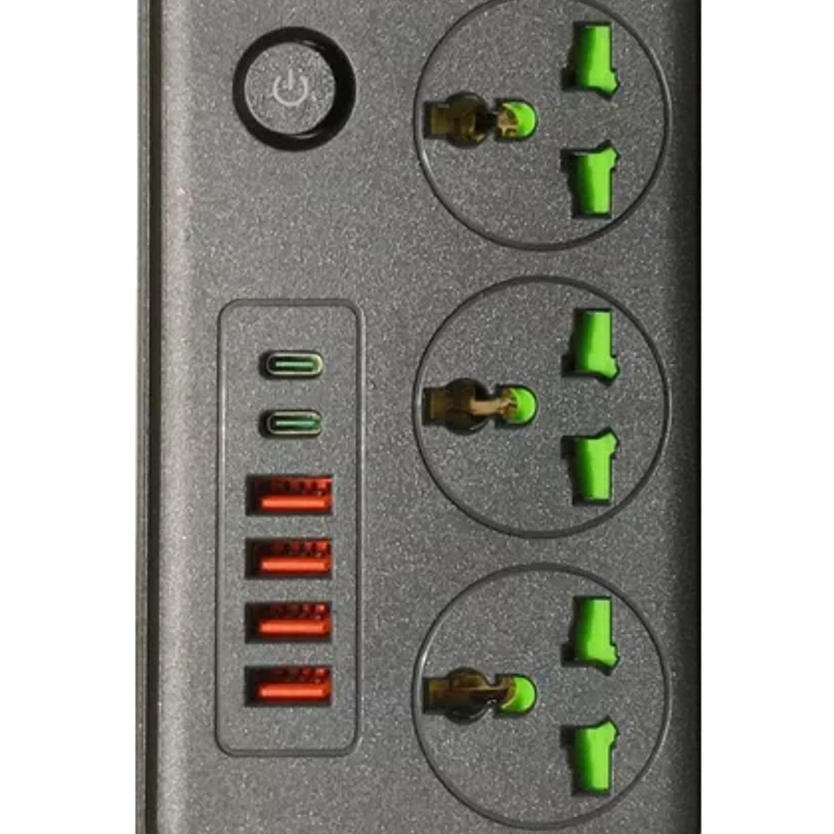 GENERICO - Multitoma Extensión X3 Enchufes Puertos Usb Tipo-c Portátil