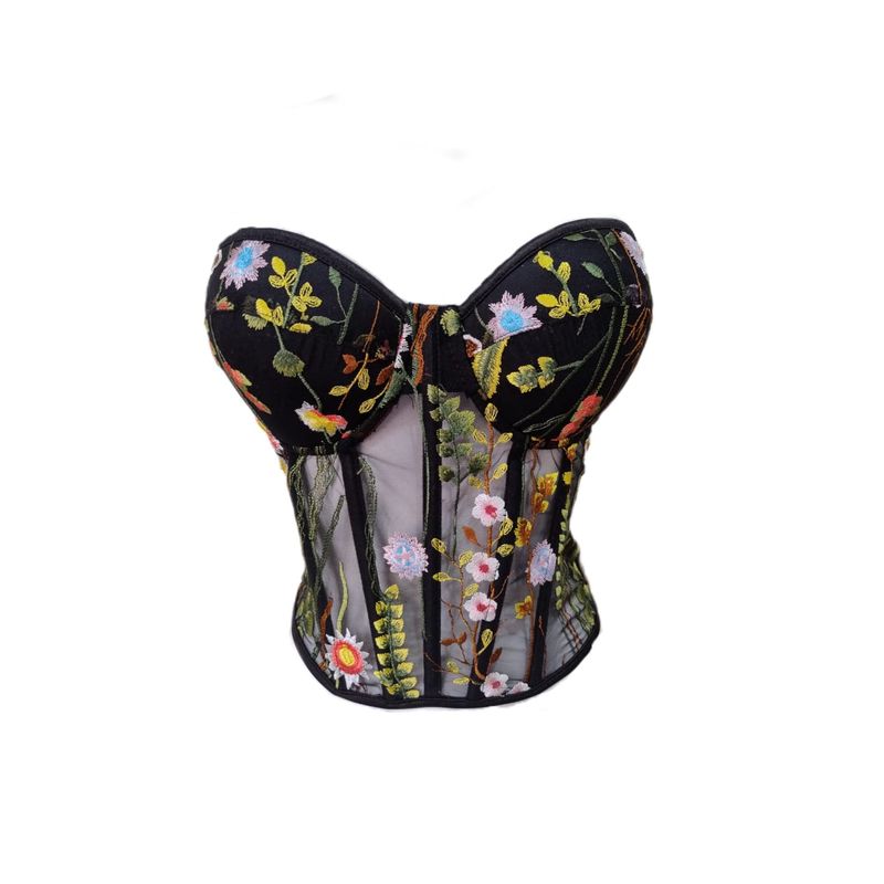 BAPU - Corset Strapless Chantilly Copa Con Arco Varillas Laterales