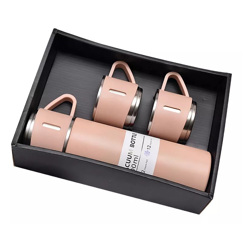 GENERICO - Termo De Acero Inoxidable De 500 Ml Con 2 Tazas Para Servir
