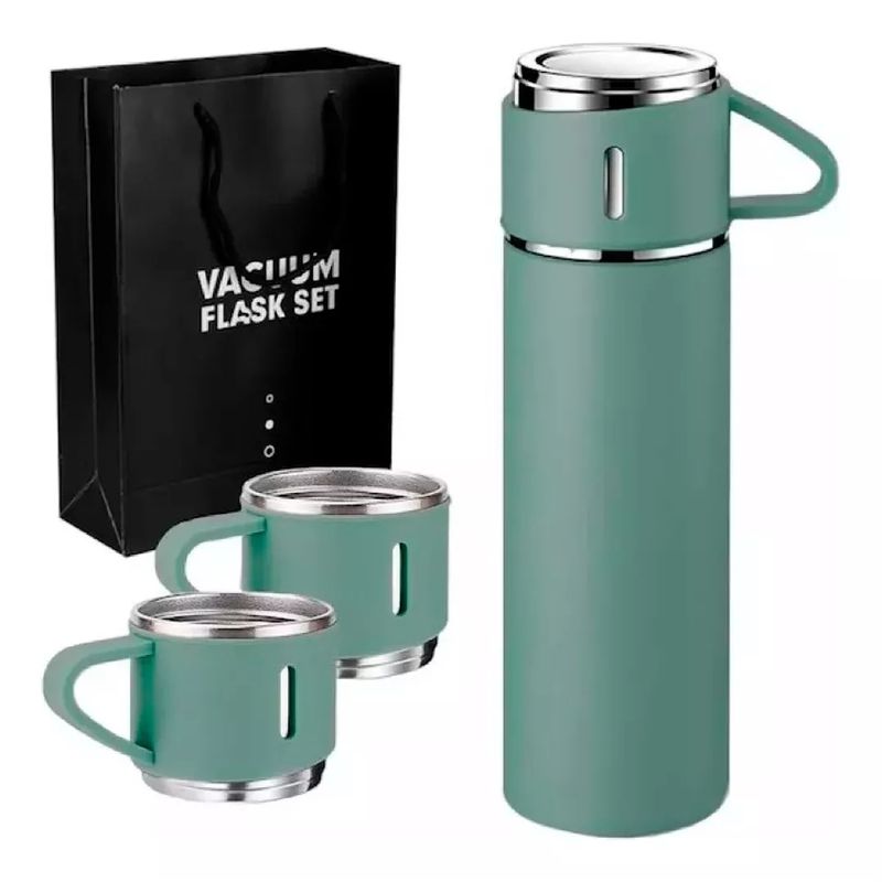 GENERICO - Termo De Acero Inoxidable De 500 Ml Con 2 Tazas Para Servir