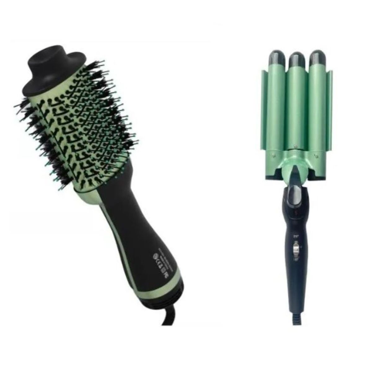 LEMMAN - Combo Cepillo Secador Aguacate Y Pinza Rizador Tres Tubos