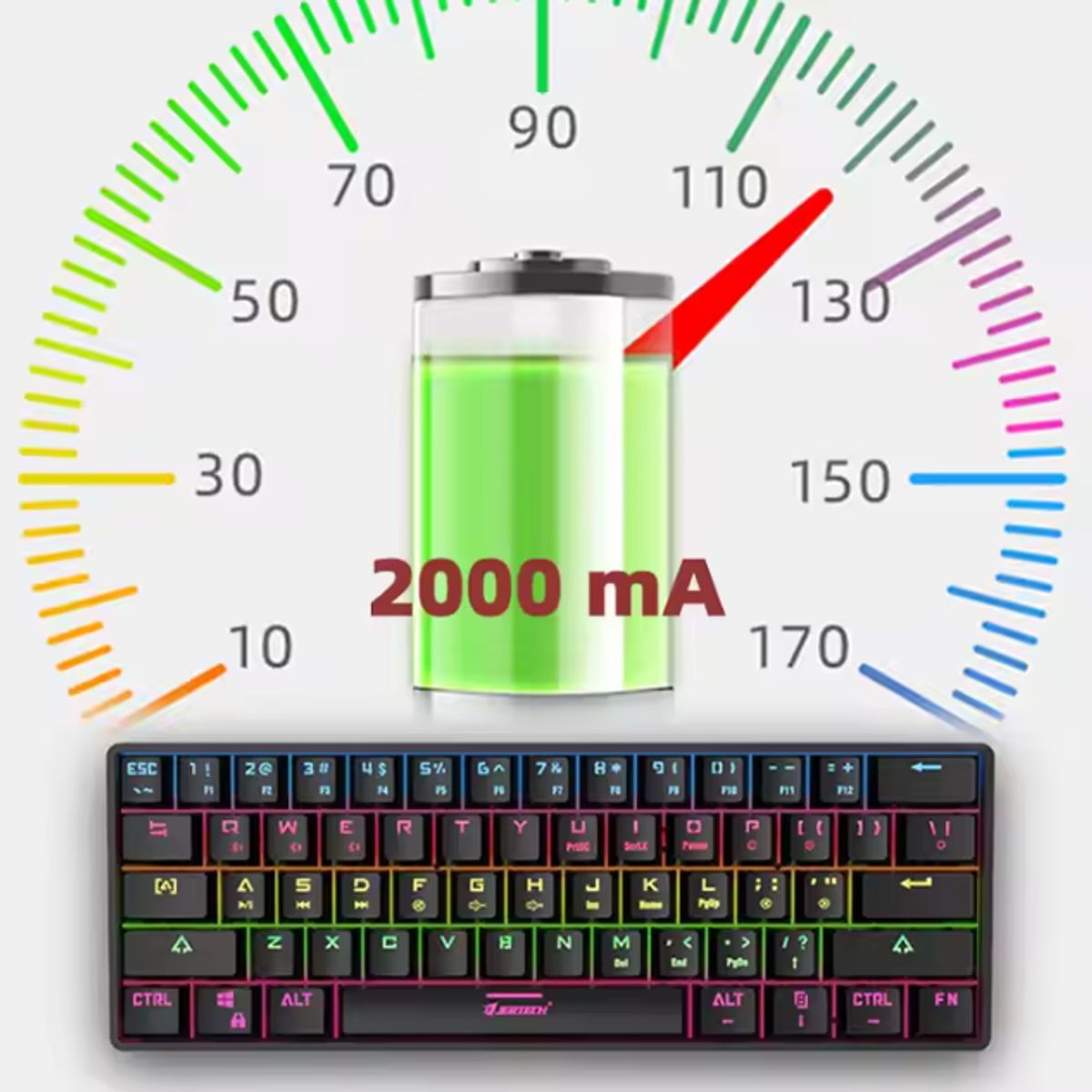 GENERICO - Teclado Inalámbrico Recargable Mecánico Bt Jertech JK530 Negro