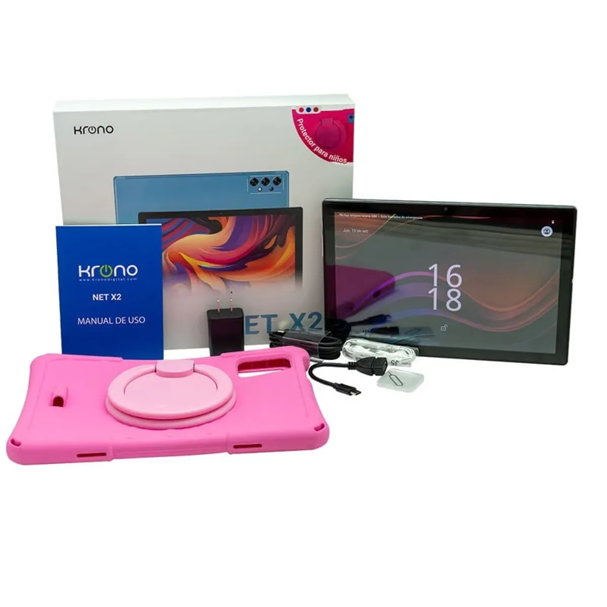 KRONO - TABLET KRONO NET X2 8 GB/ 64 GB COLOR AZUL CON PROTECTOR ROSA ANTICHOQUES