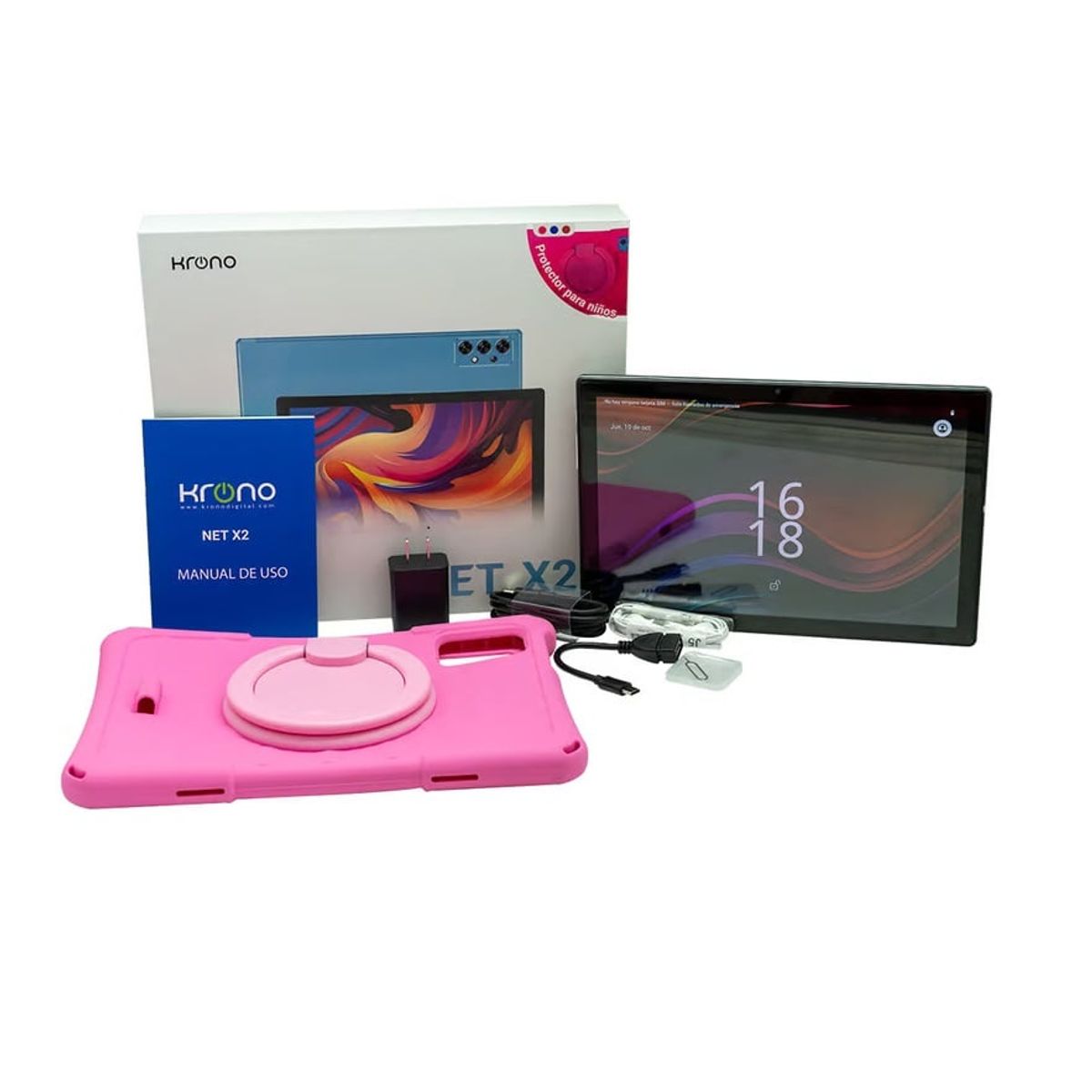 KRONO - TABLET KRONO NET X2 8 GB/ 64 GB COLOR AZUL CON PROTECTOR ROSA ANTICHOQUES