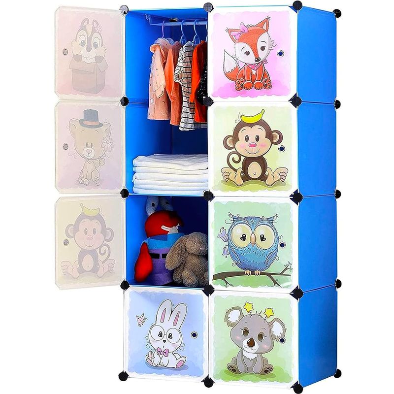 ONE PIXEL - Armario Organizador Ropa Y Juguetes 2 Modulos Closet Azul