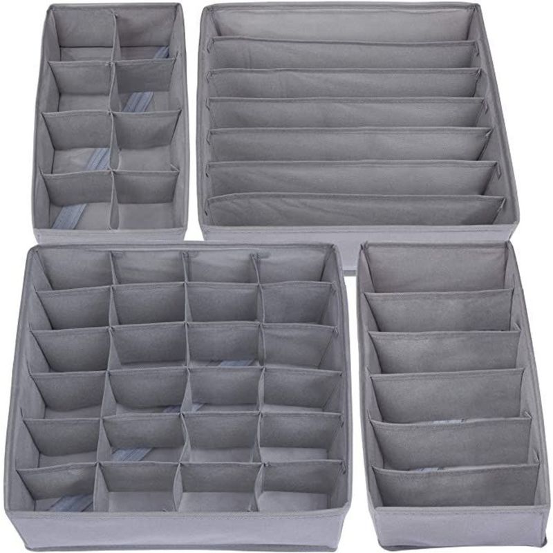 GENERICO - SETKIT ORGANIZADORES DE ROPA DE CLOSET PLEGABLE TELA X4-GRIS