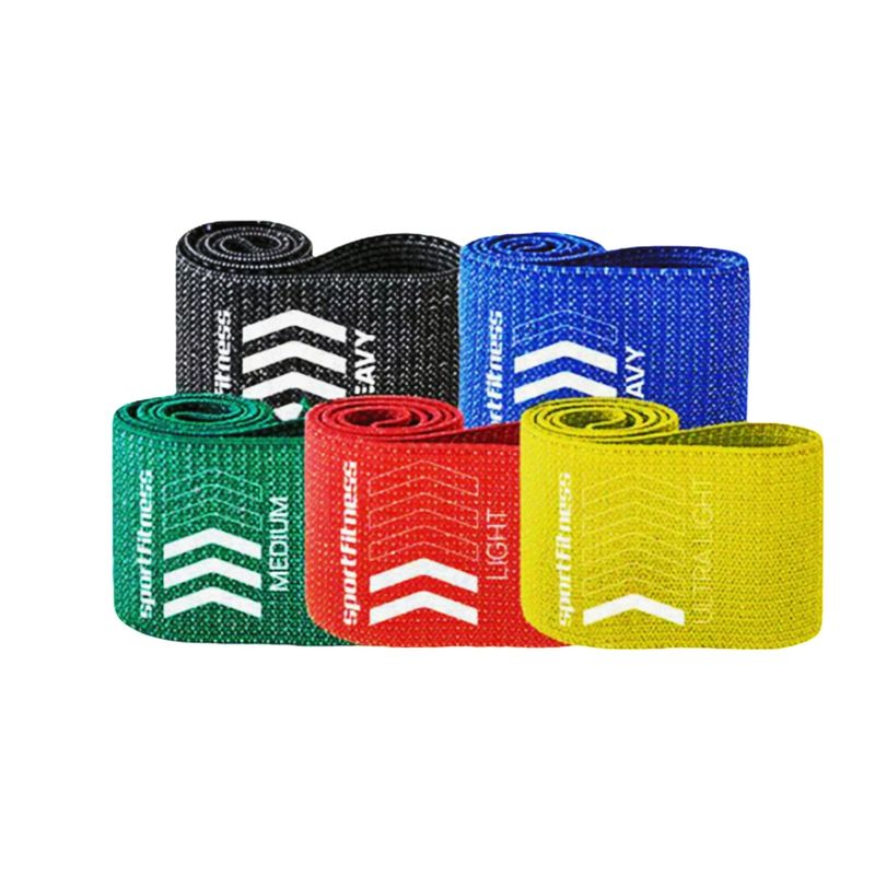 SPORTFITNESS - Set De 5 Bandas De Tela Con Resistencia Progresiva Para Gym