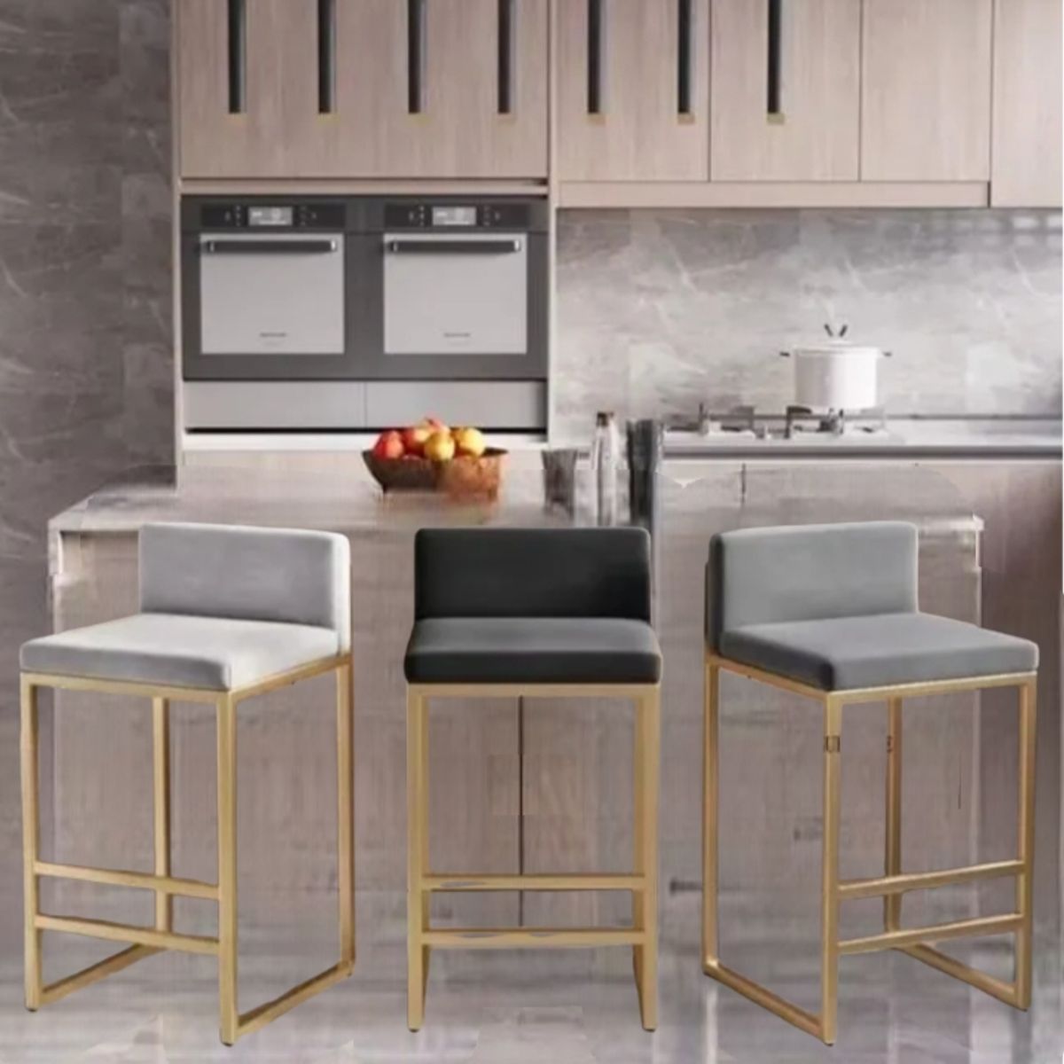 GENERICO - Silla Bar Juego Tripear X3 con Estructura Metálica Y Asiento Tapizado