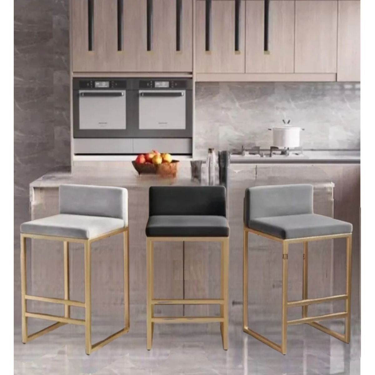 GENERICO - Silla Bar Juego Tripear X3 con Estructura Metálica Y Asiento Tapizado