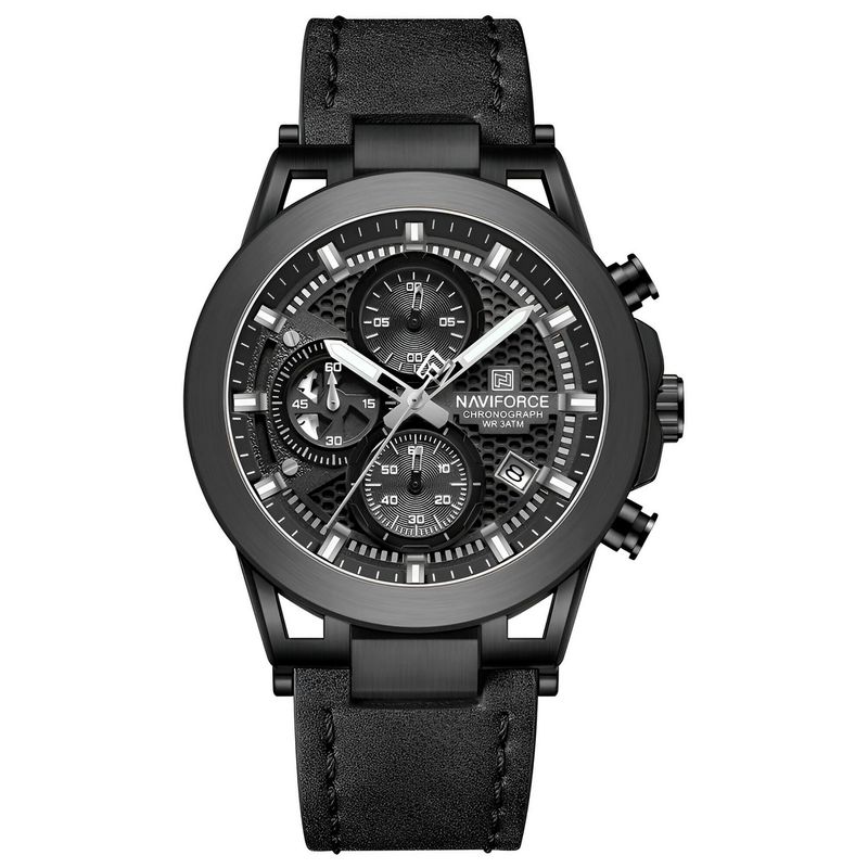 NAVIFORCE - Reloj Naviforce Casual Nf8073 Crono Hombre Cuero + Estuche