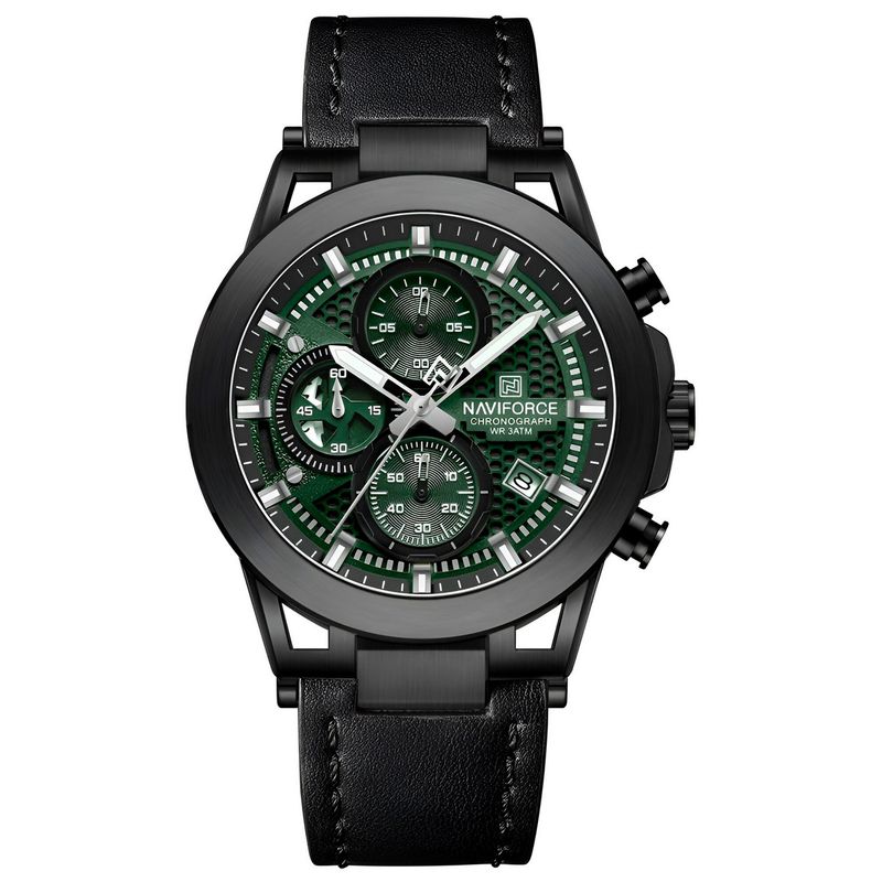 NAVIFORCE - Reloj Naviforce Casual Nf8073 Crono Hombre Cuero + Estuche