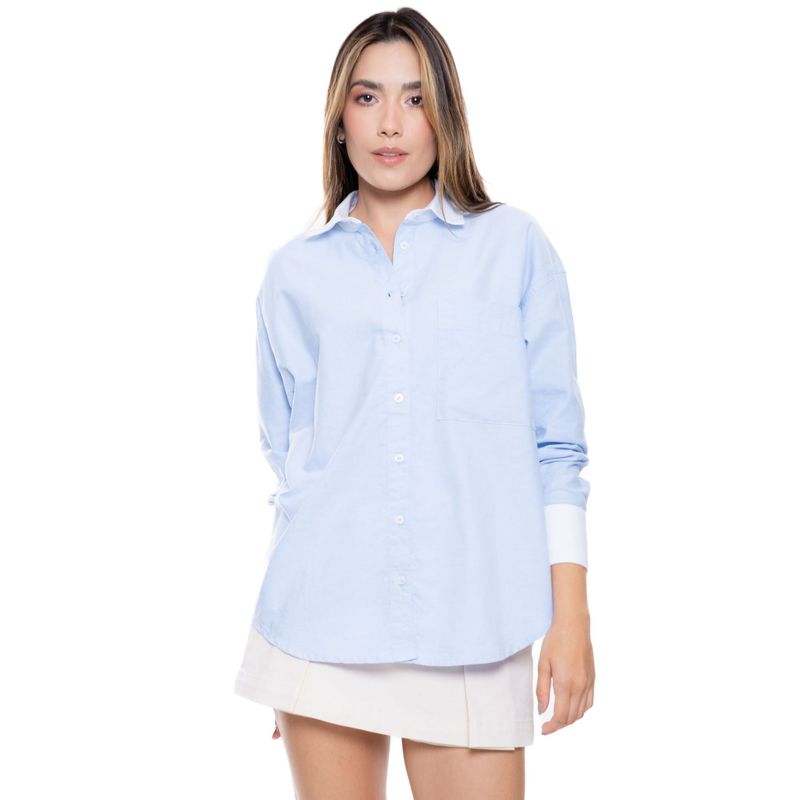 COLOR BLUE - Camisa Manga Larga Con Bolsillo