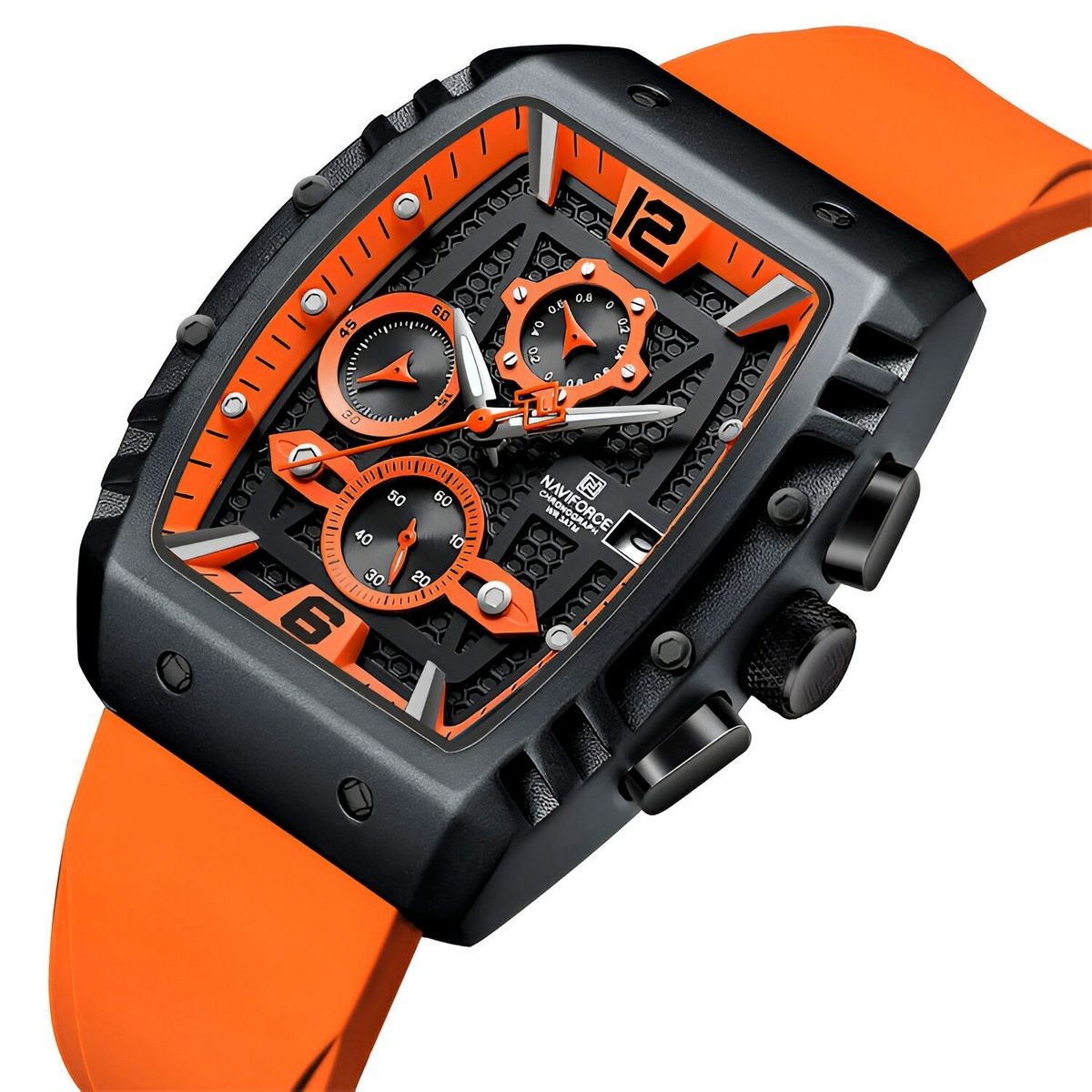 NAVIFORCE - Reloj Naviforce Casual Nf8025 Crono Hombre Goma + Estuche