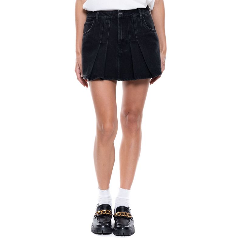 COLOR BLUE - Falda Corta Con Tapas