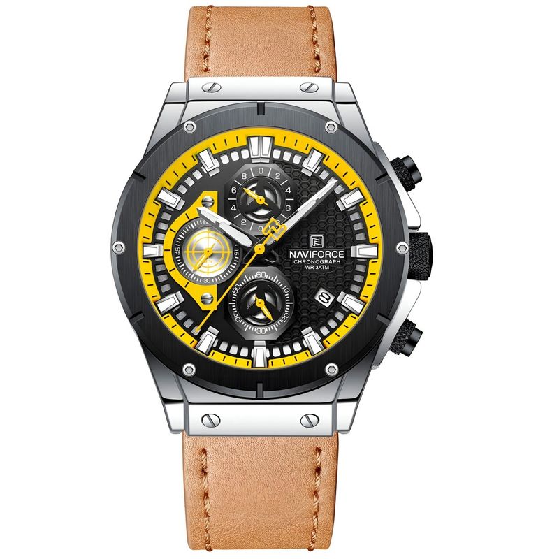 NAVIFORCE - Reloj Naviforce Casual Nf8027l Crono Hombre Cuero + Estuche